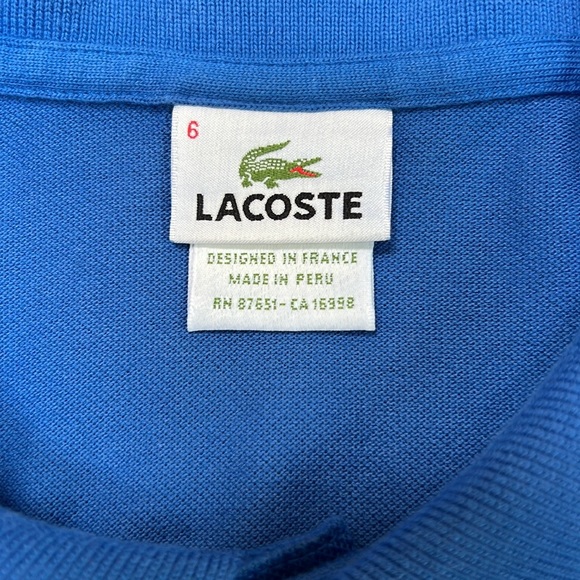 Lacoste Blue Polo Shirt Mens Sz FR 6 / US Large - Picture 8 of 13